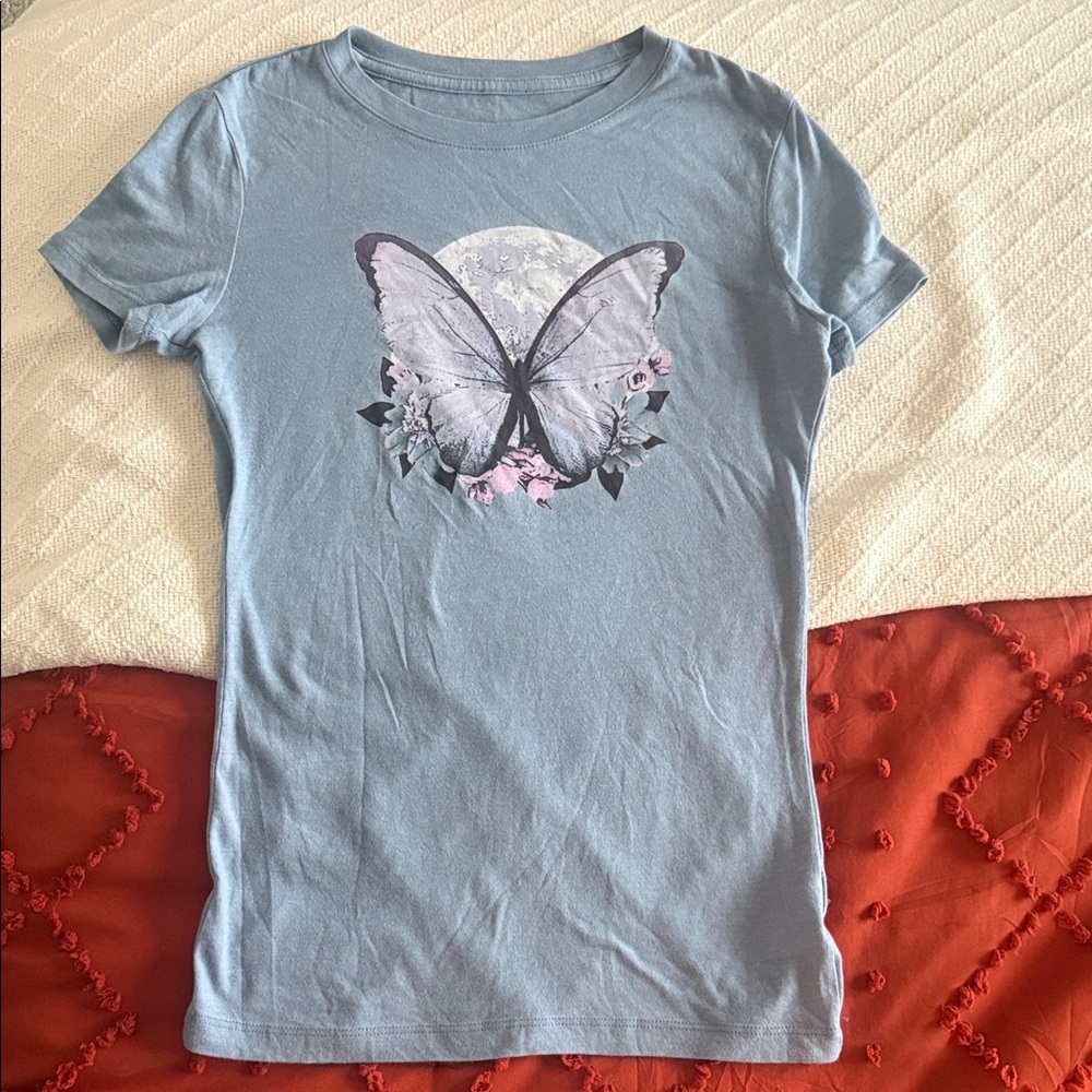 Aeropostale Light Blue Butterfly Tee